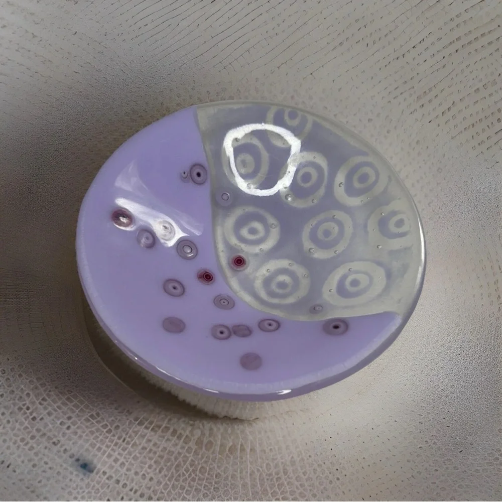 Artistic Lavender Millefiori Glass Trinket Dish